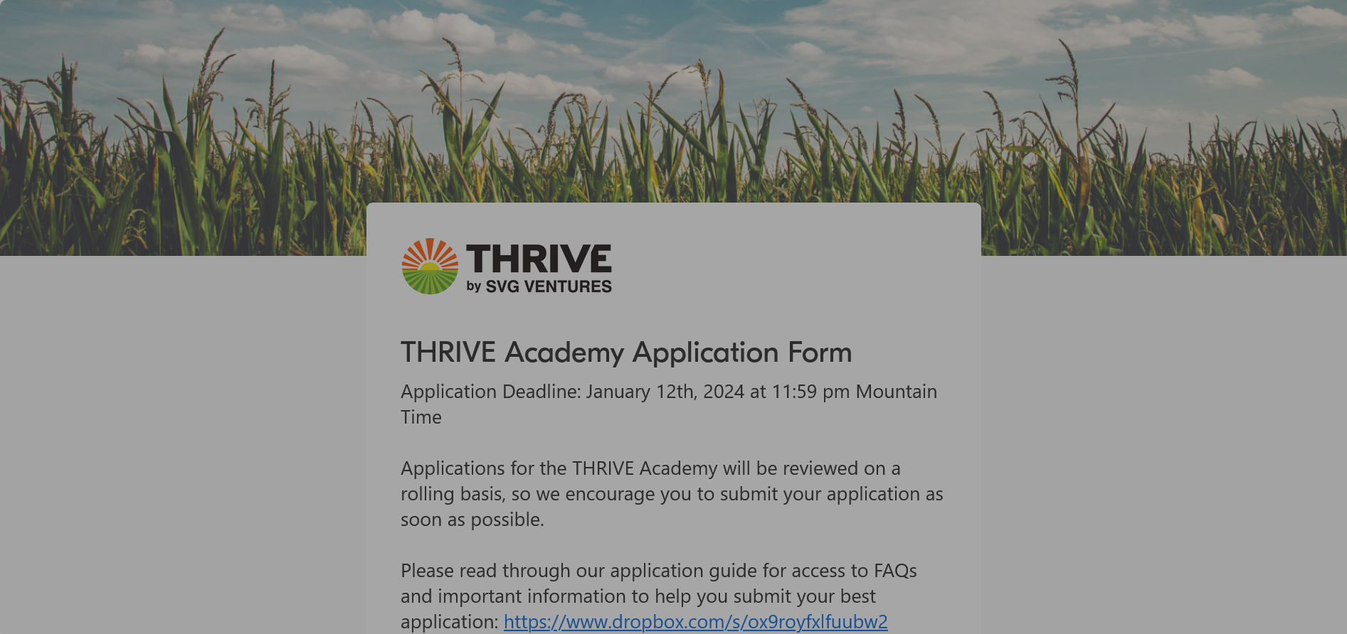 THRIVE Academy Agri-Food Tech Pre-Accelerator Program 2024