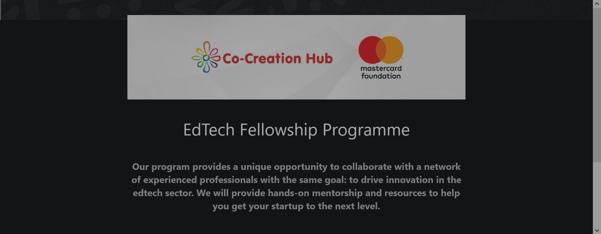 Mastercard Foundation/CcHub EdTech Fellowship Program 2024