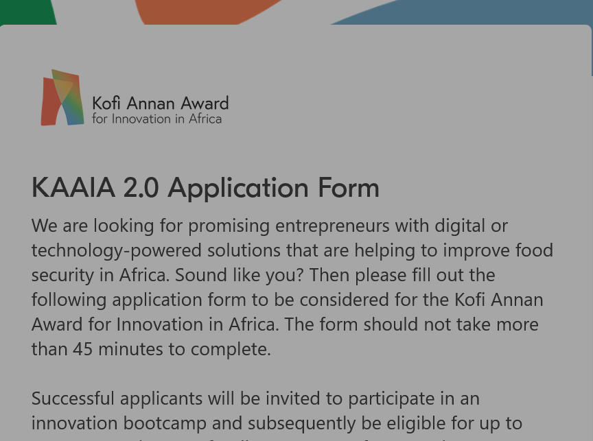 Kofi Annan Award for Innovation in Africa (KAAIA) For Social Entrepreneurs Grant 2024