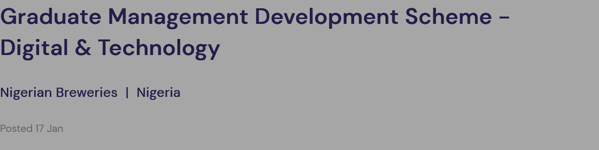 Nigerian Breweries Graduate Management Development Scheme - Digital & Technology 2024