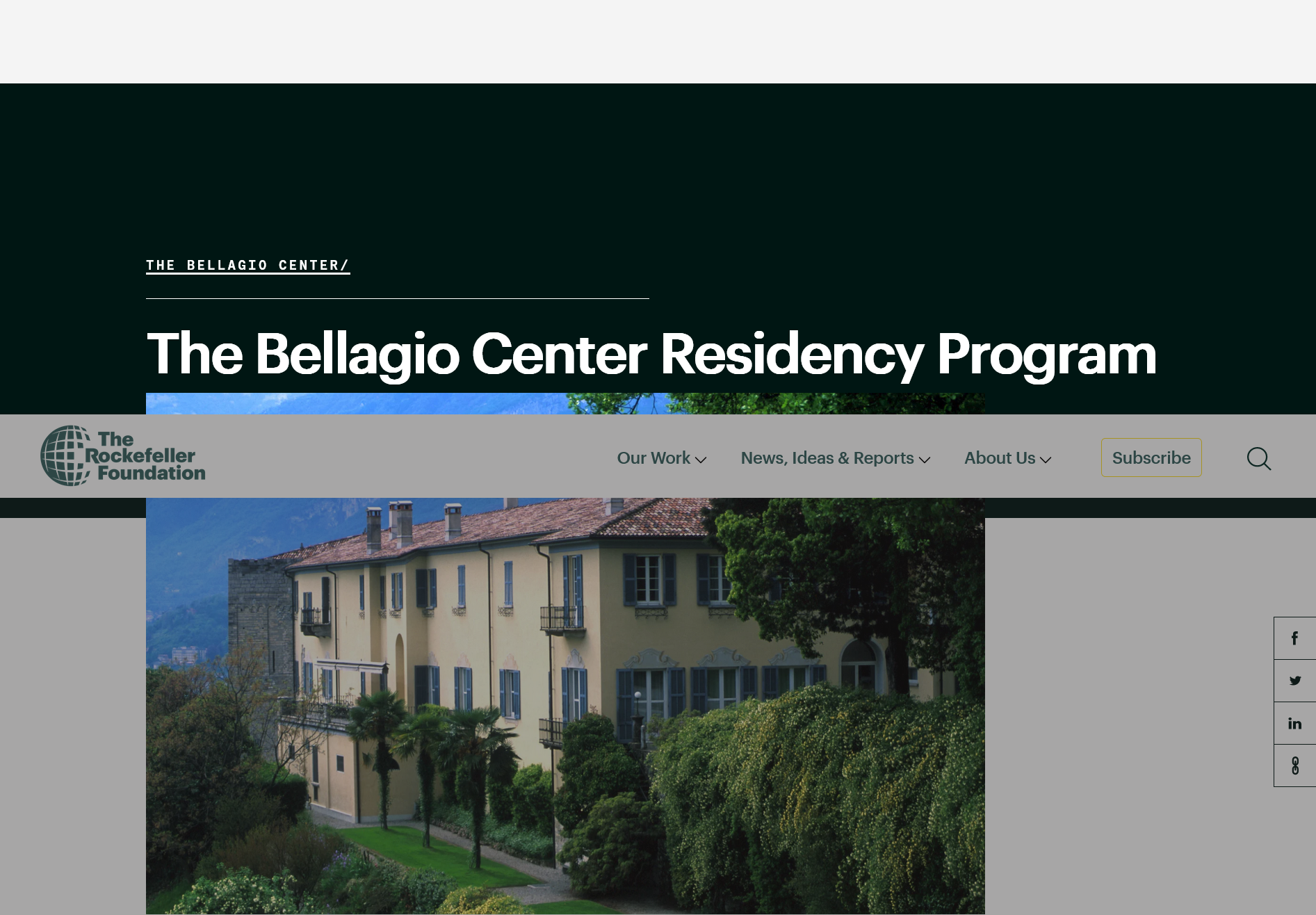 Rockefeller Foundation Bellagio Center Residency Program 2025