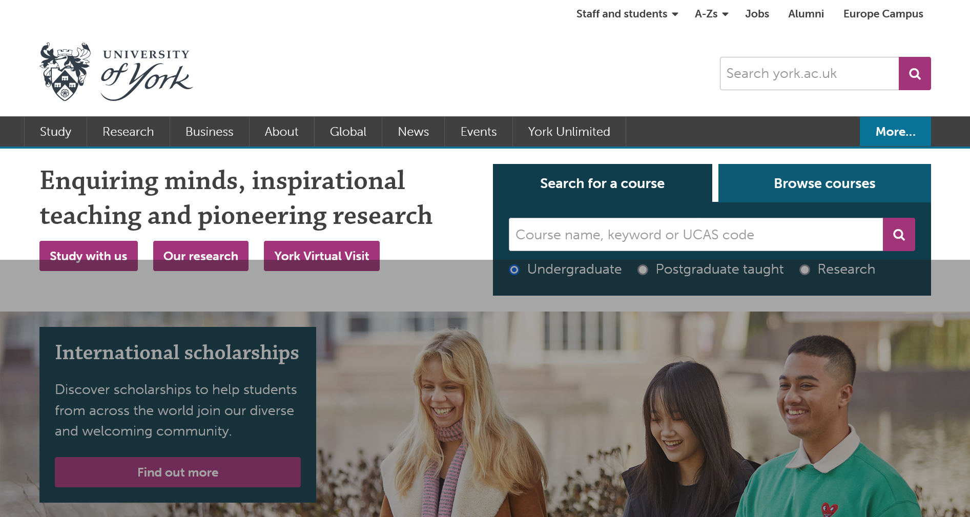 University of York International Regional Scholarship 2024