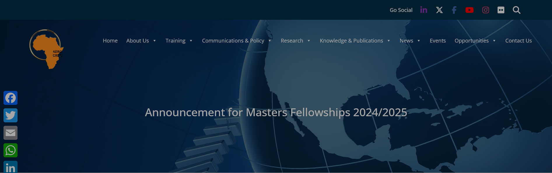 African Economic Research Consortium (AERC) Masters Fellowships 2024/2025