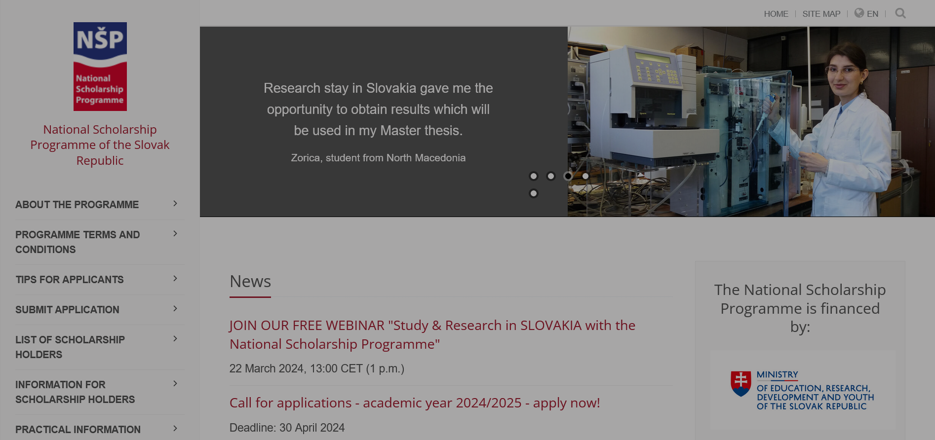 National Scholarship Programme of the Slovak Republic for International Students