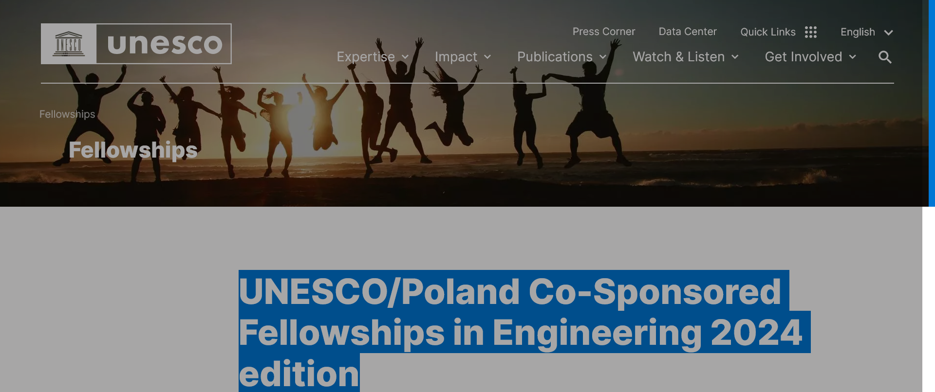 UNESCO/Poland Co-Sponsored Fellowships in Engineering 2024 edition