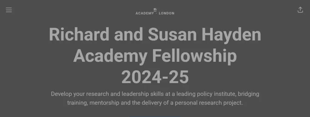 Chatham House/Richard and Susan Hayden Academy Fellowship 2024