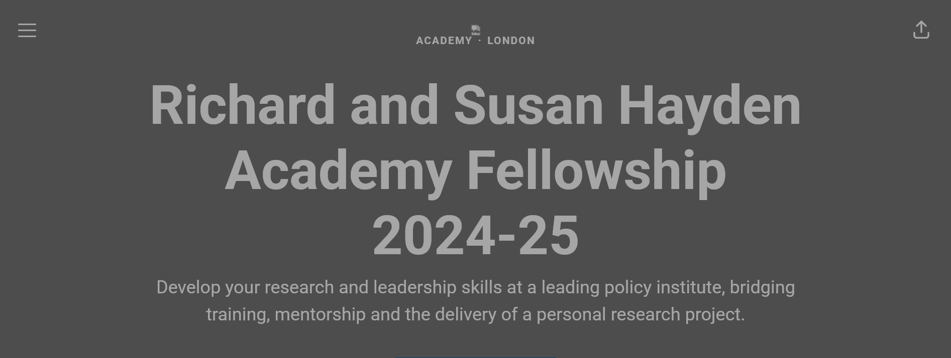 Chatham House/Richard and Susan Hayden Academy Fellowship 2024